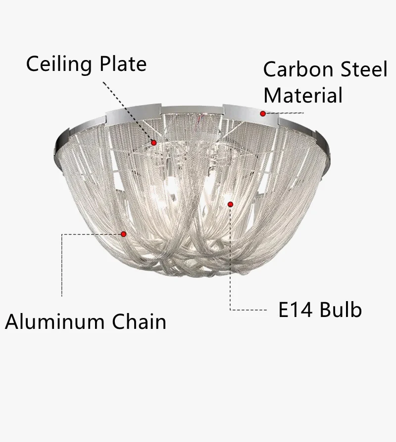 Plafonnier luxueux en aluminium avec pampilles et ampoule LED - Image 3