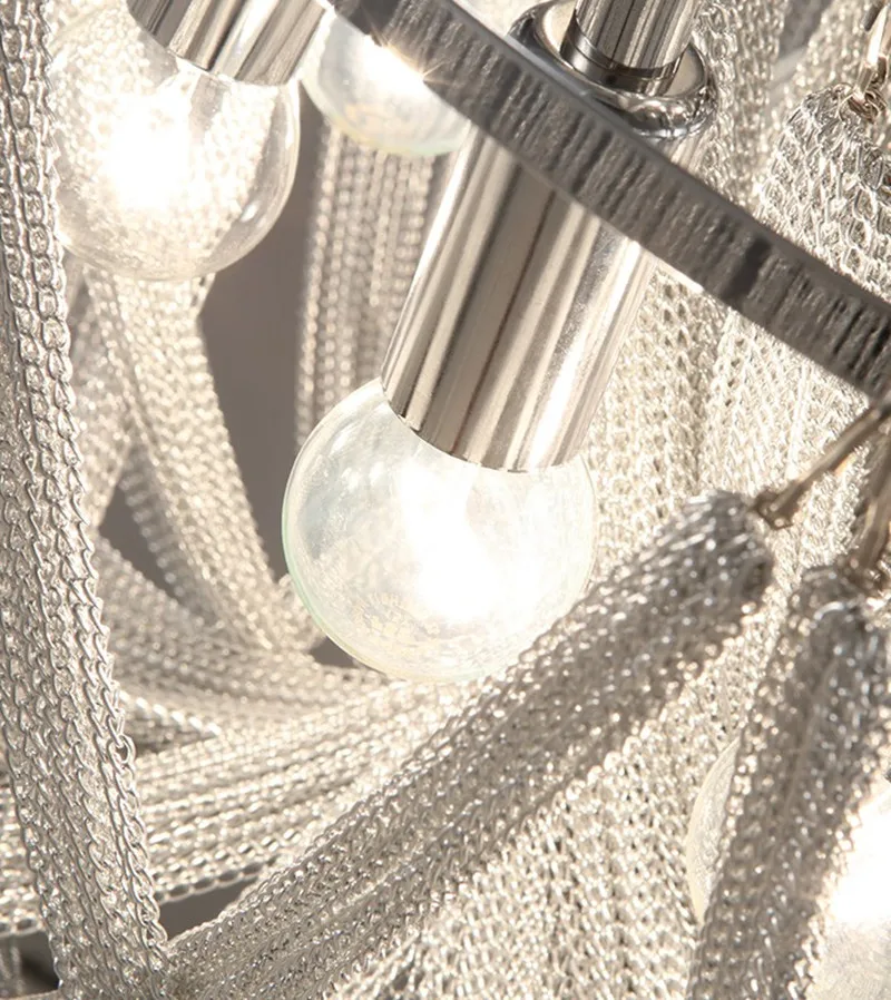 Plafonnier luxueux en aluminium avec pampilles et ampoule LED - Image 4