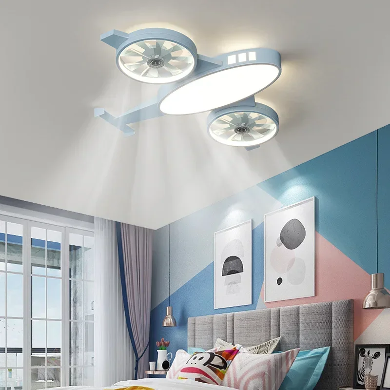 plafonnier moderne avec ventilateur en forme d'avion pour enfant - Image 2