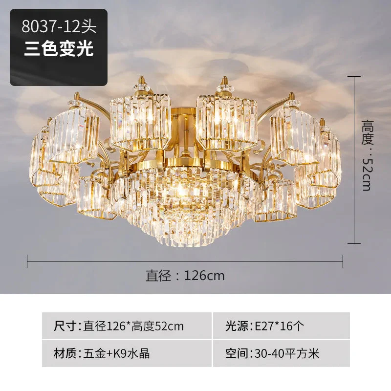 plafonnier moderne en cristal doré avec éclairage led trois couleurs - Image 6