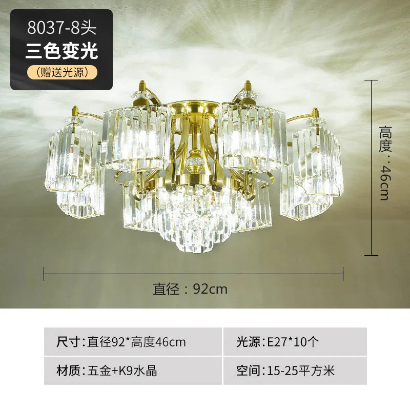 plafonnier moderne en cristal doré avec éclairage led trois couleurs - Image 8