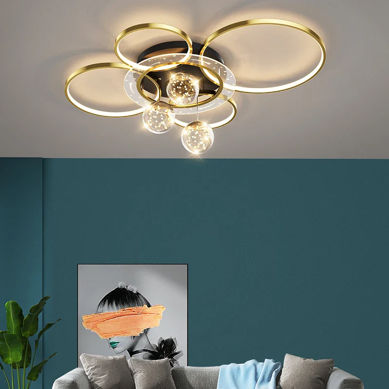 plafonnier moderne en forme d'anneaux décoratif pour intérieur - Image 4