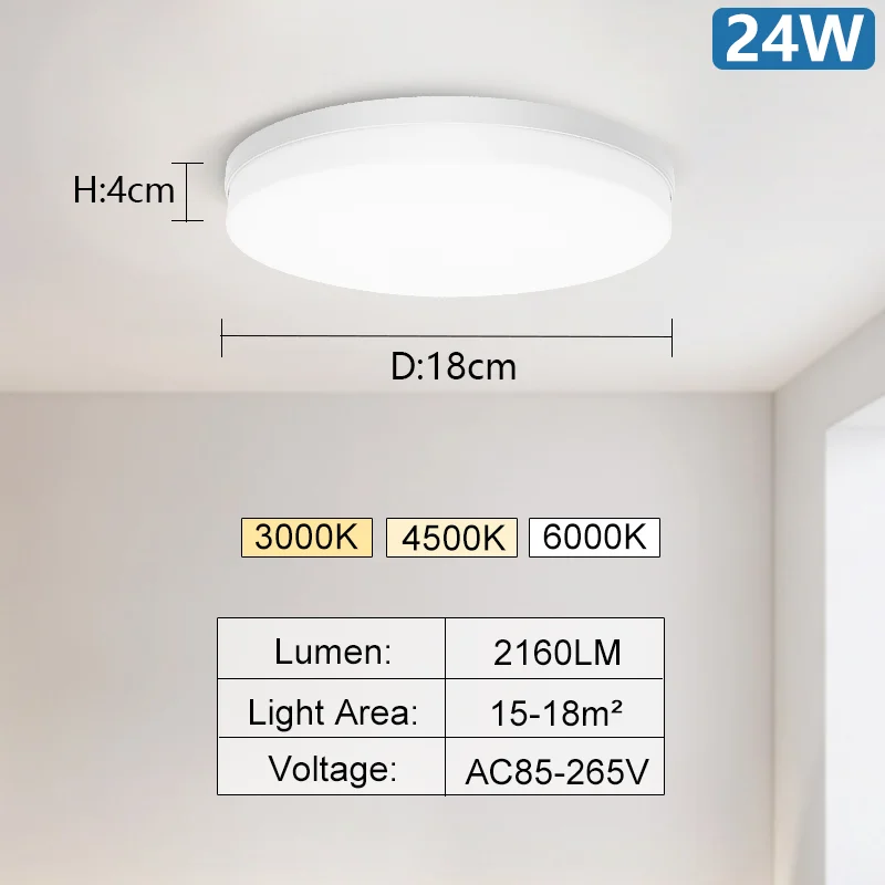 Plafonnier moderne luminaire rond Lustre 24W 36W 48W blanc chaud froid lumière naturelle 110/220V Led lumières décoration pour salon - Image 10