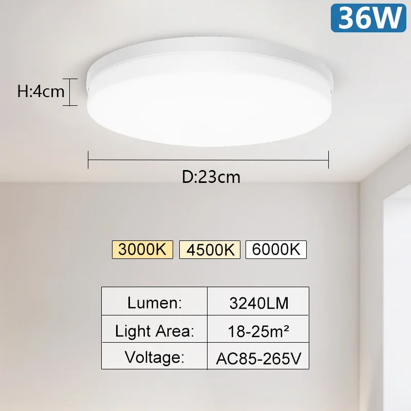 Plafonnier moderne luminaire rond Lustre 24W 36W 48W blanc chaud froid lumière naturelle 110/220V Led lumières décoration pour salon - Image 11