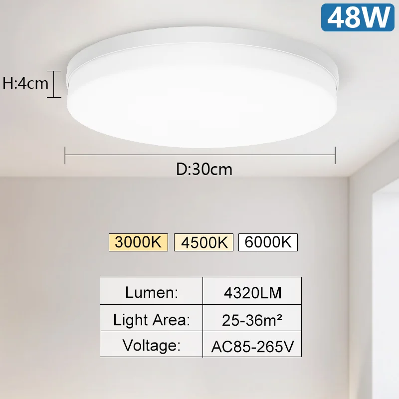 Plafonnier moderne luminaire rond Lustre 24W 36W 48W blanc chaud froid lumière naturelle 110/220V Led lumières décoration pour salon - Image 12