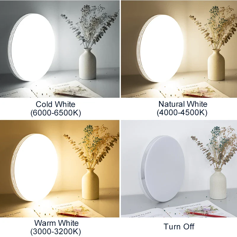 Plafonnier moderne luminaire rond Lustre 24W 36W 48W blanc chaud froid lumière naturelle 110/220V Led lumières décoration pour salon - Image 3