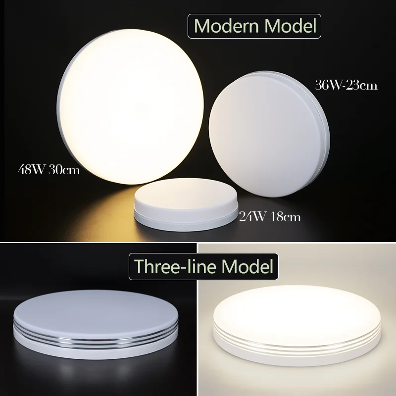 Plafonnier moderne luminaire rond Lustre 24W 36W 48W blanc chaud froid lumière naturelle 110/220V Led lumières décoration pour salon - Image 4