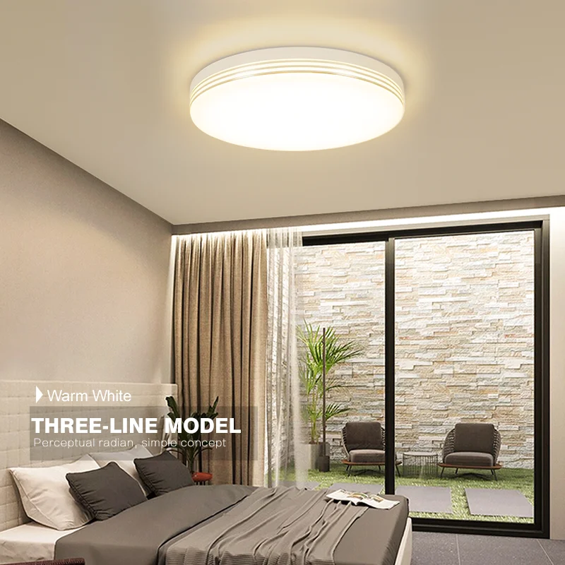 Plafonnier moderne luminaire rond Lustre 24W 36W 48W blanc chaud froid lumière naturelle 110/220V Led lumières décoration pour salon - Image 6