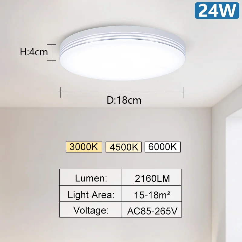 Plafonnier moderne luminaire rond Lustre 24W 36W 48W blanc chaud froid lumière naturelle 110/220V Led lumières décoration pour salon - Image 7