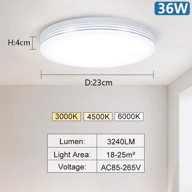 Plafonnier moderne luminaire rond Lustre 24W 36W 48W blanc chaud froid lumière naturelle 110/220V Led lumières décoration pour salon - Image 8