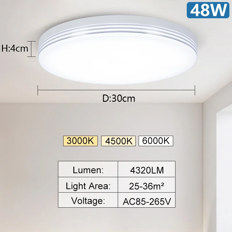 Plafonnier moderne luminaire rond Lustre 24W 36W 48W blanc chaud froid lumière naturelle 110/220V Led lumières décoration pour salon - Image 9