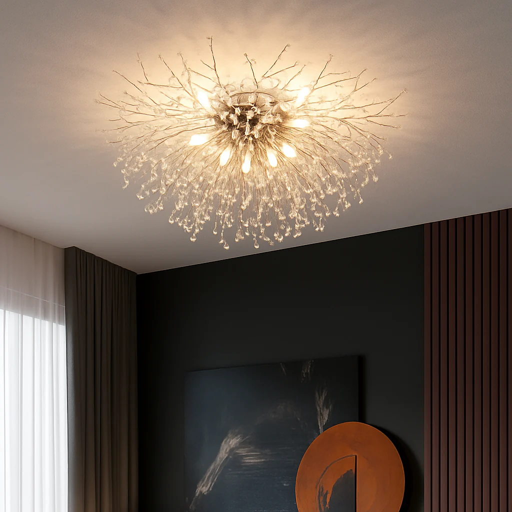 plafonnier nordique en cristal design moderne créatif rond pissenlit - Image 2