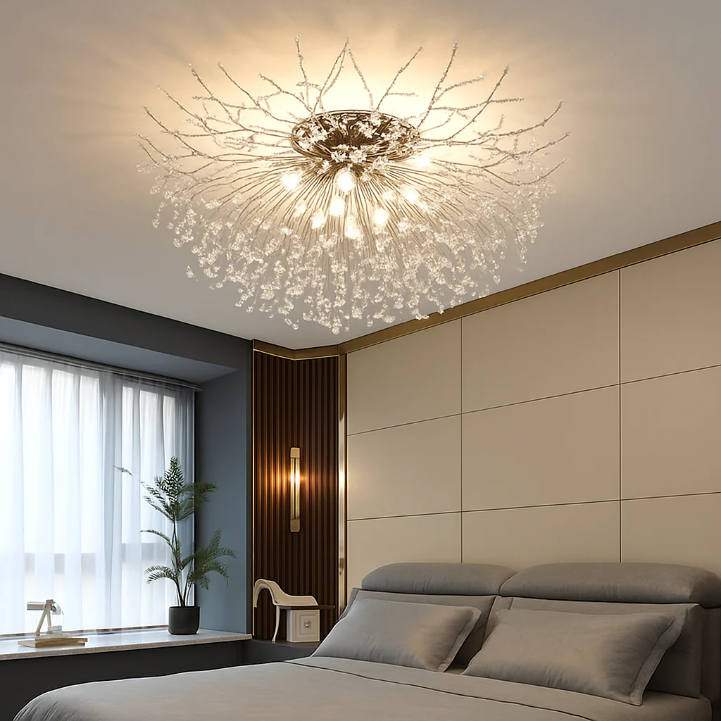 plafonnier nordique en cristal design moderne créatif rond pissenlit - Image 3