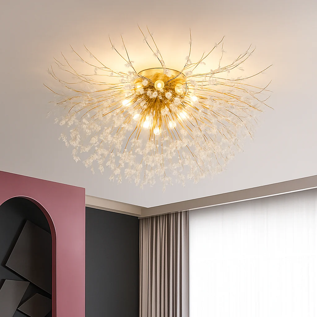 plafonnier nordique en cristal design moderne créatif rond pissenlit - Image 4