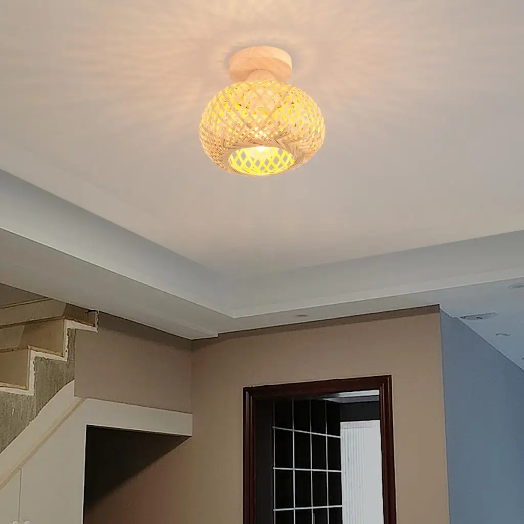 plafonnier rétro en bambou tissé pour décoration intérieure - Image 4