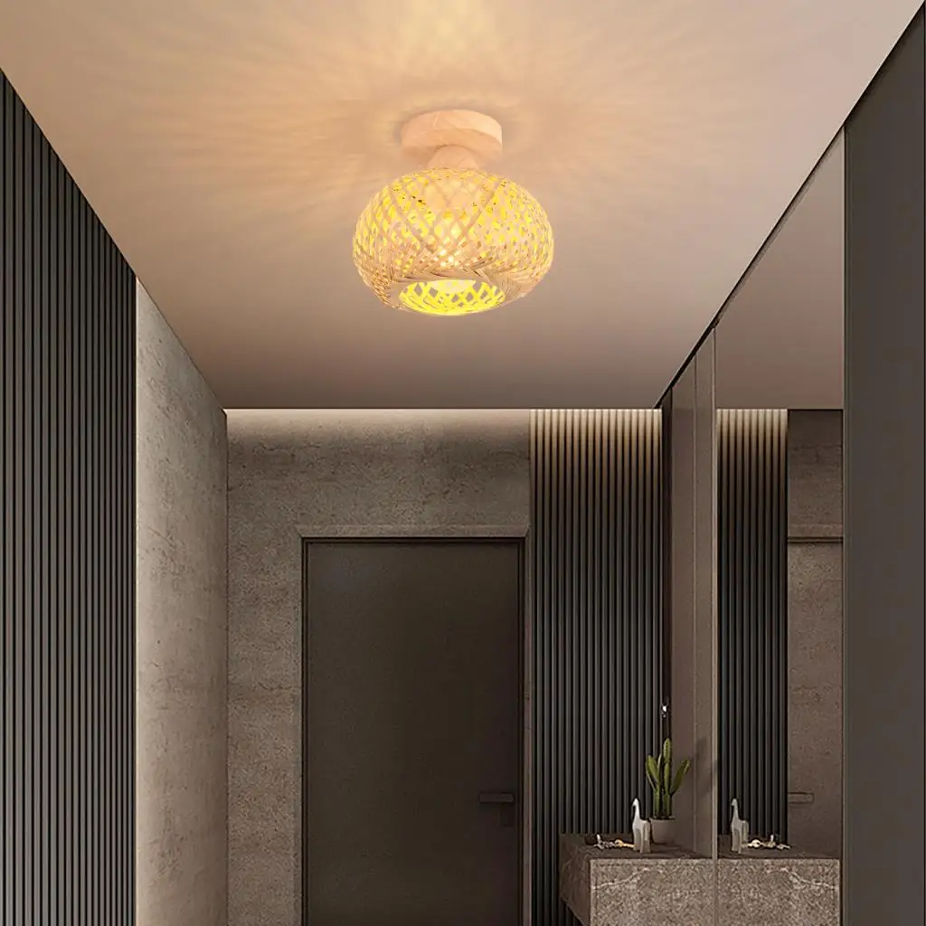 plafonnier rétro en bambou tissé pour décoration intérieure - Image 7