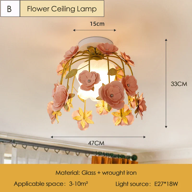 plafonnier rétro en forme de rose pour décoration romantique et chaleureuse - Image 9