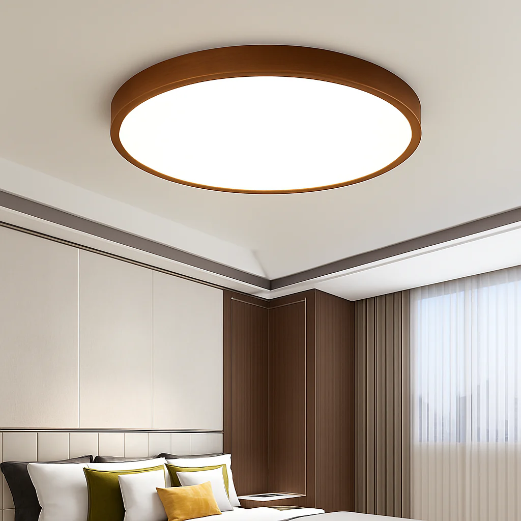 plafonnier rond en bois style nordique pour intérieur moderne - Image 4