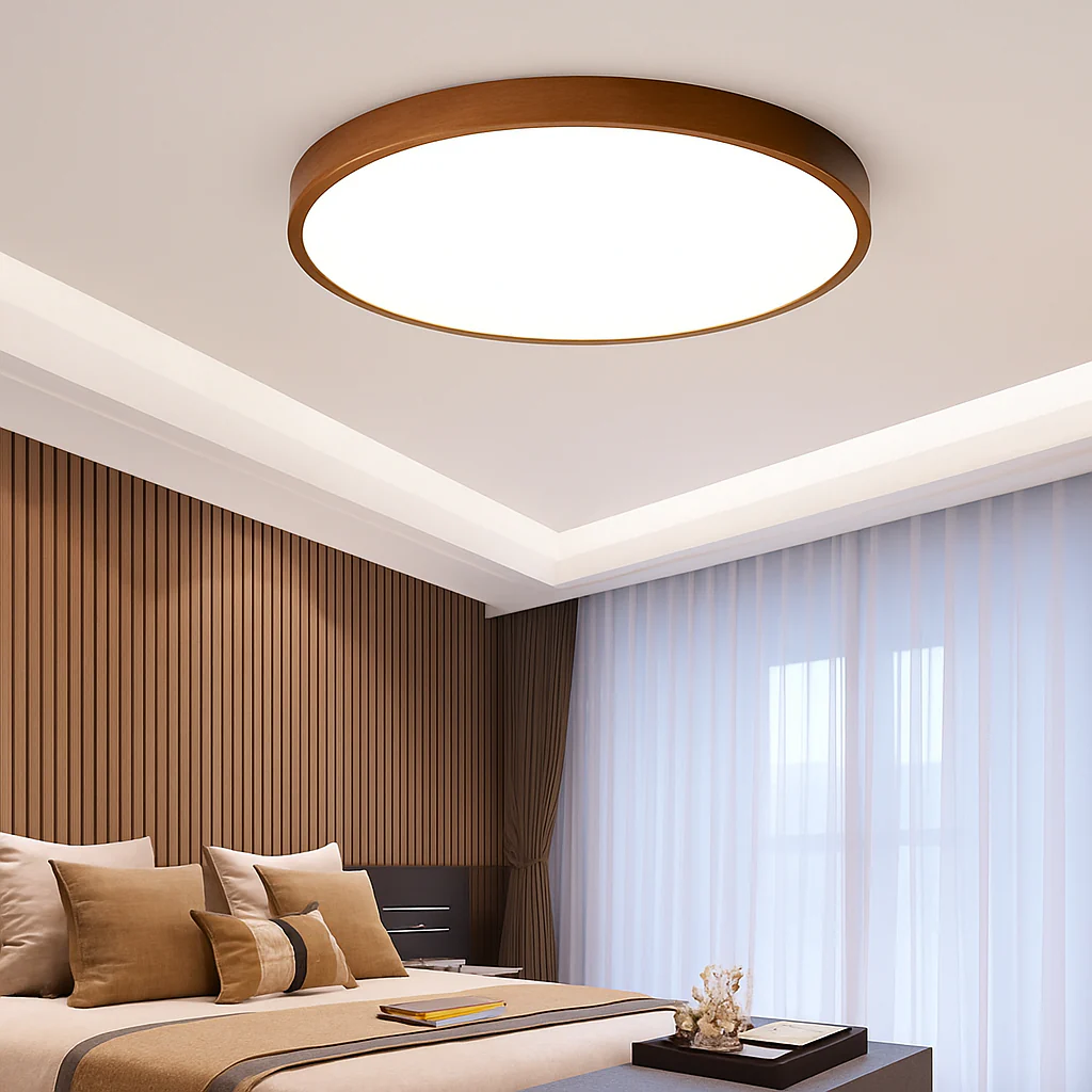 plafonnier rond en bois style nordique pour intérieur moderne - Image 5