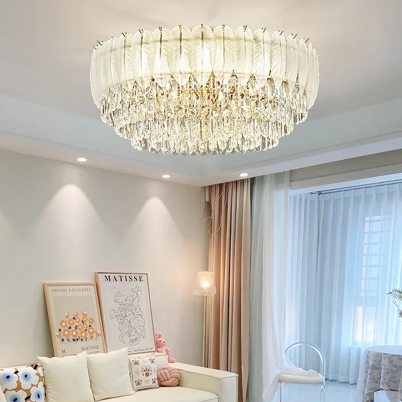 plafonnier rond en cristal luxe éclairage led pour intérieur - Image 3