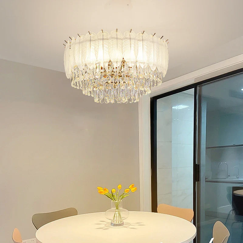 plafonnier rond en cristal luxe éclairage led pour intérieur - Image 4