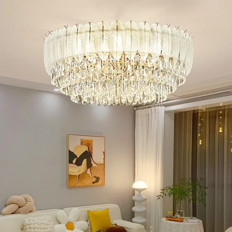 plafonnier rond en cristal luxe éclairage led pour intérieur - Image 5