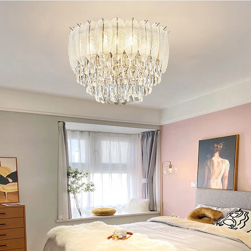 plafonnier rond en cristal luxe éclairage led pour intérieur - Image 6