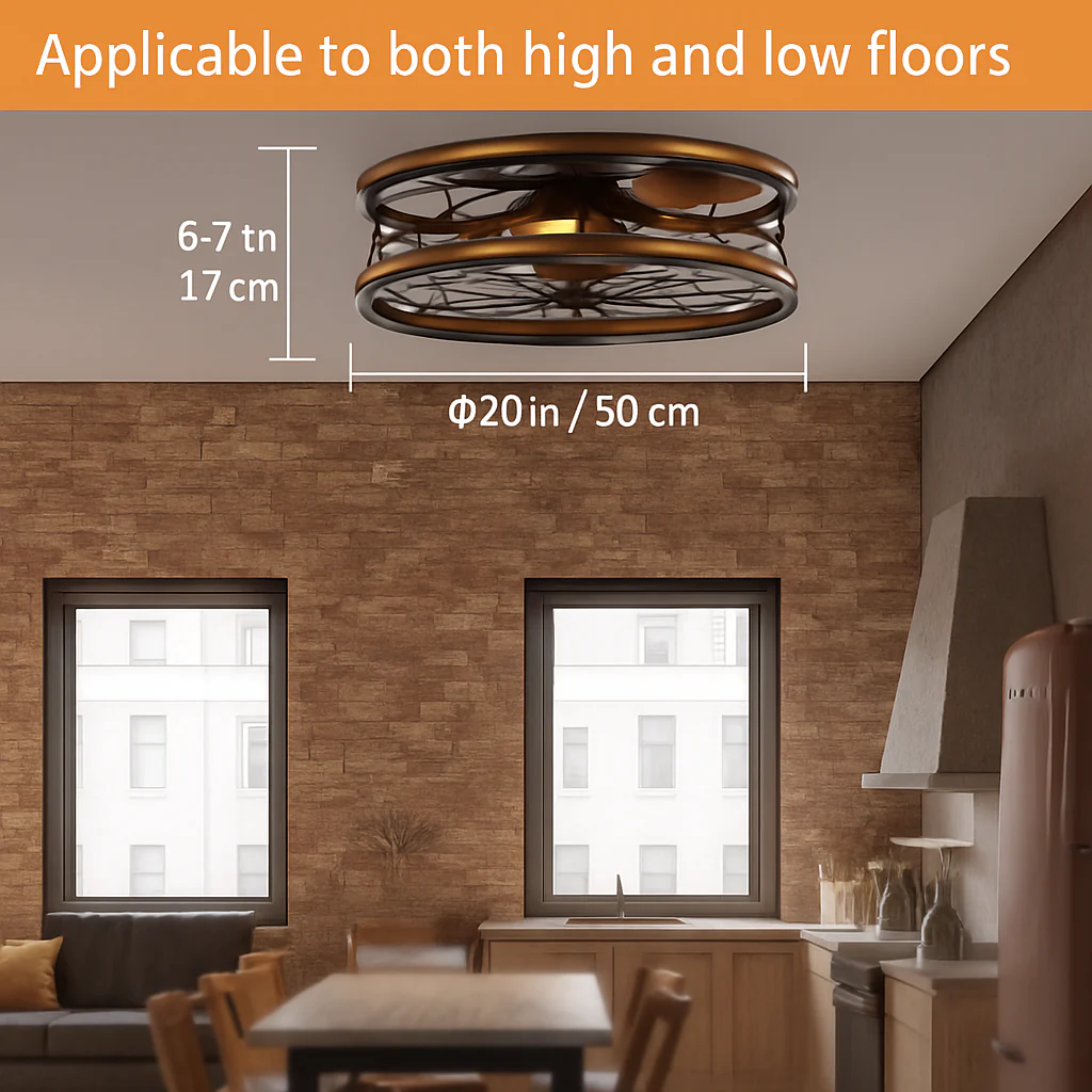 plafonnier ventilateur moderne avec lumière rétro invisible - Image 3