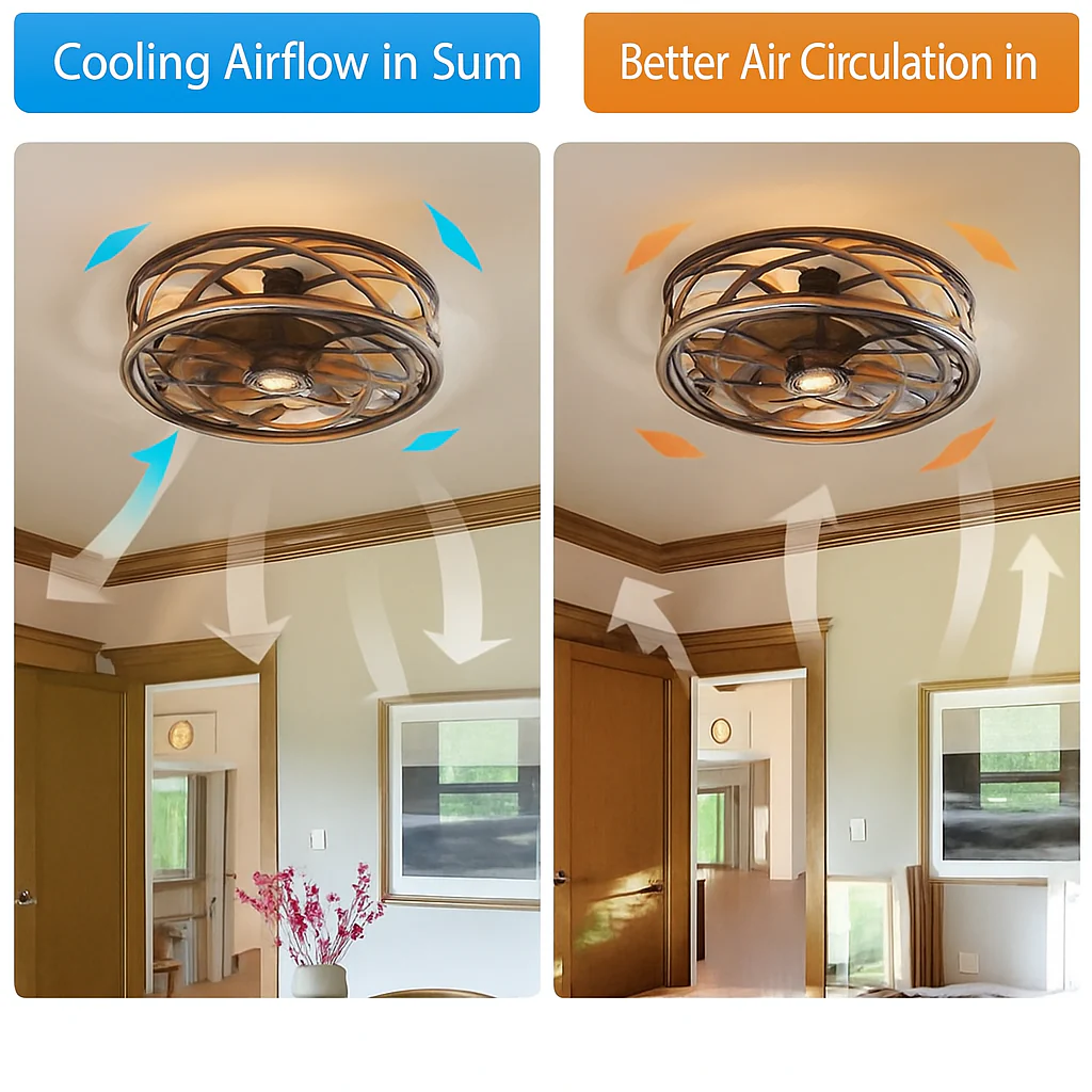 plafonnier ventilateur moderne avec lumière rétro invisible - Image 4