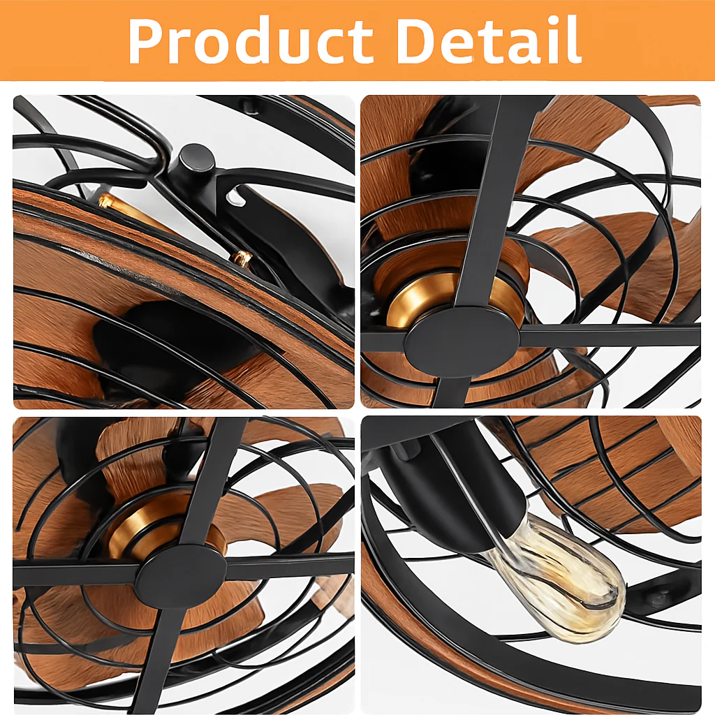 plafonnier ventilateur moderne avec lumière rétro invisible - Image 6