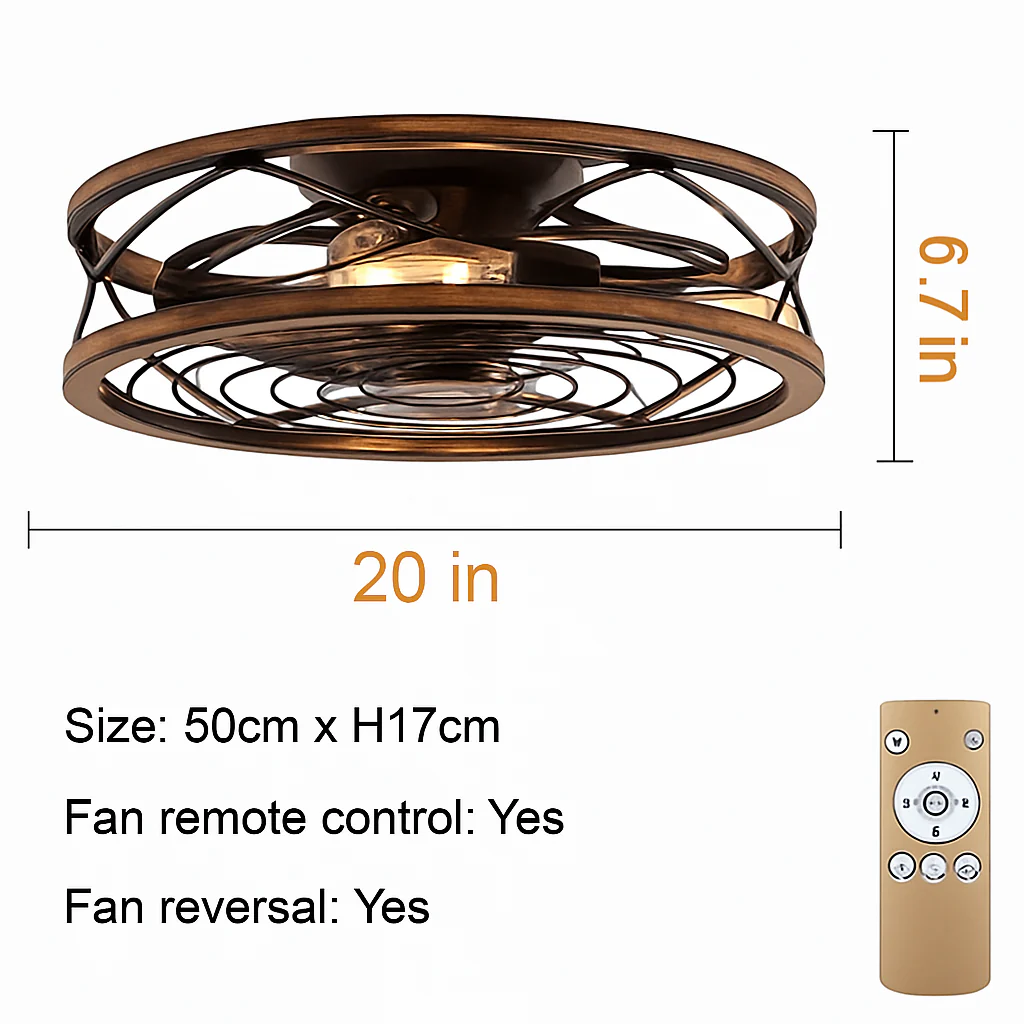 plafonnier ventilateur moderne avec lumière rétro invisible - Image 7