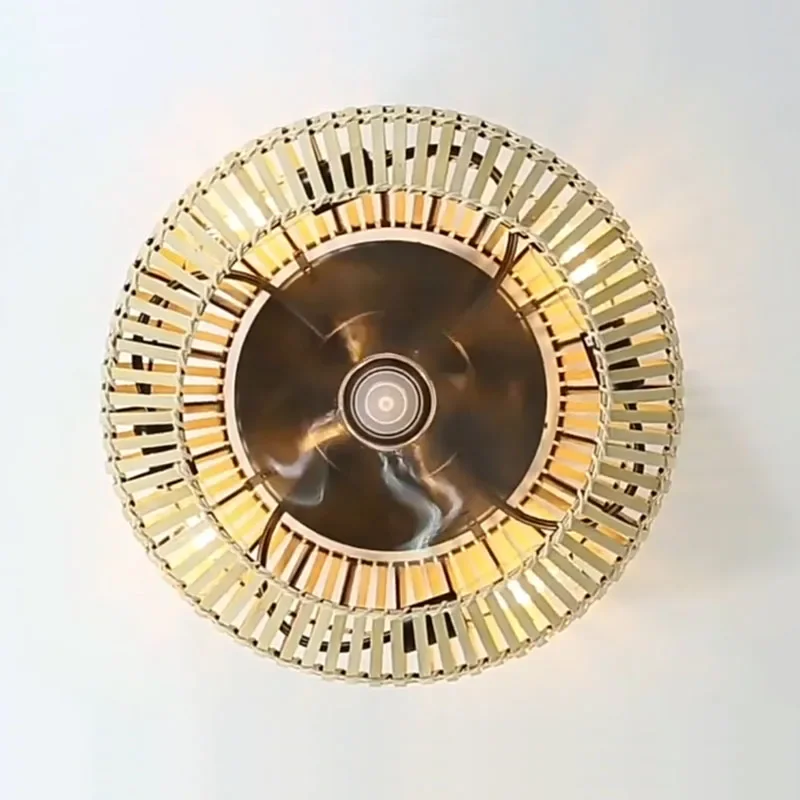 plafonnier ventilateur silencieux en bambou avec lumière et télécommande - Image 4
