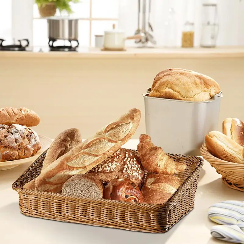 plateau de service en rotin avec poignées pour rangement - Image 4