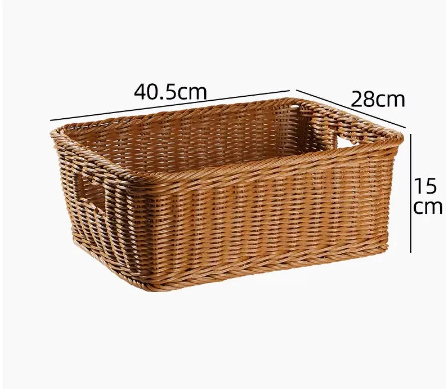 plateau de service en rotin panier tressé avec poignées pour rangement - Image 10