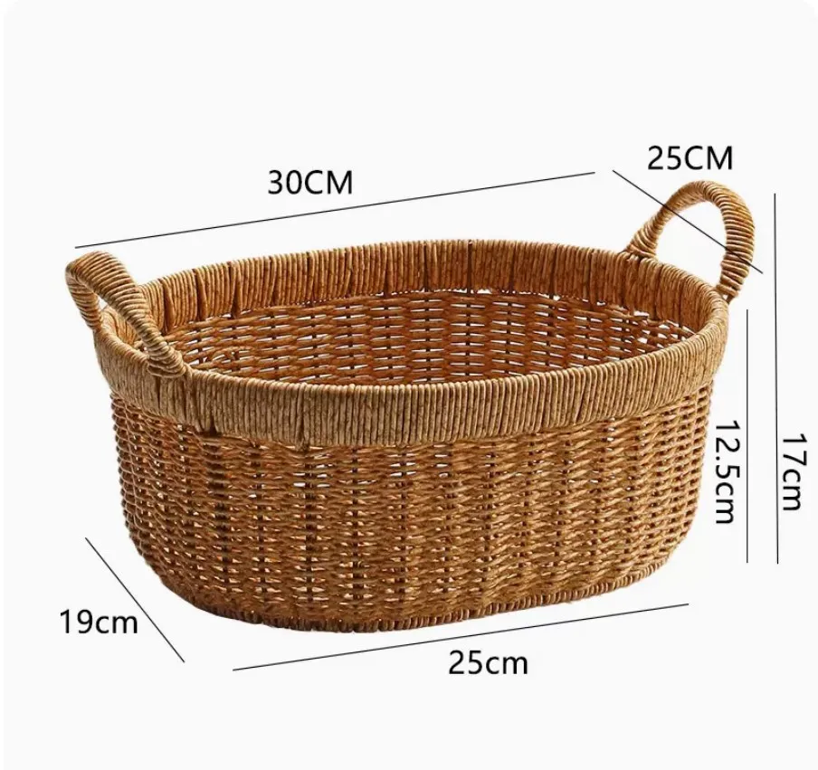 plateau de service en rotin panier tressé avec poignées pour rangement - Image 11