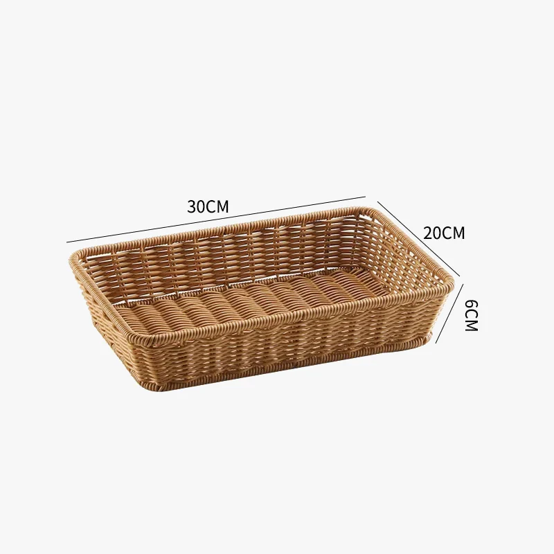 plateau de service en rotin panier tressé avec poignées pour rangement - Image 6