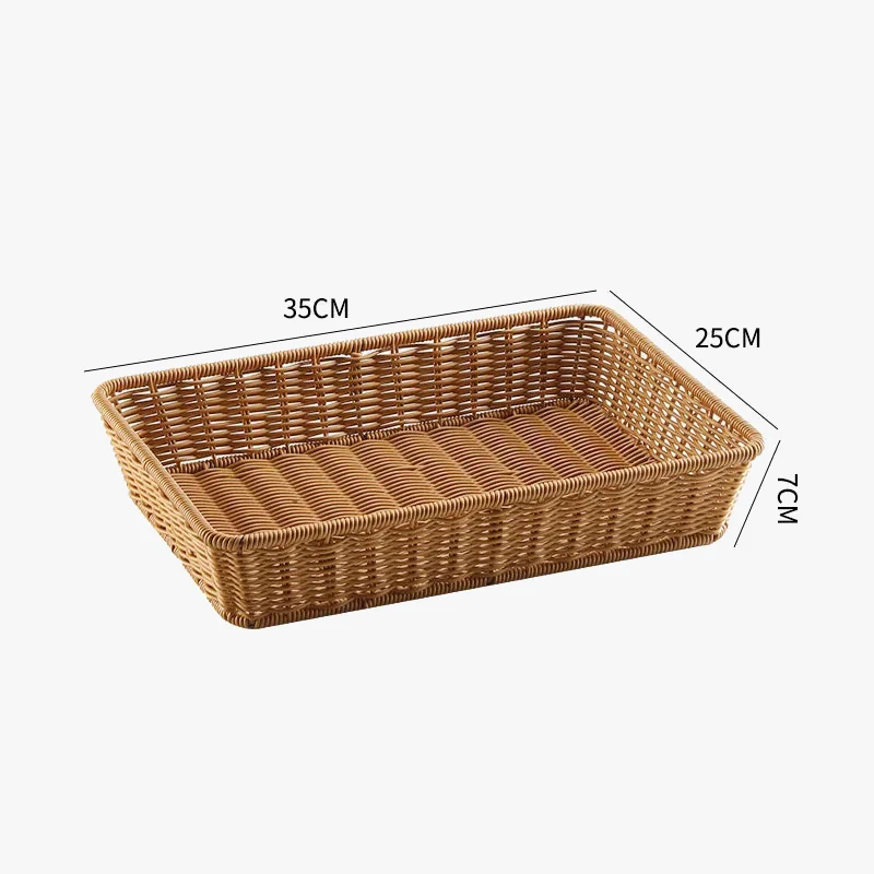 plateau de service en rotin panier tressé avec poignées pour rangement - Image 7
