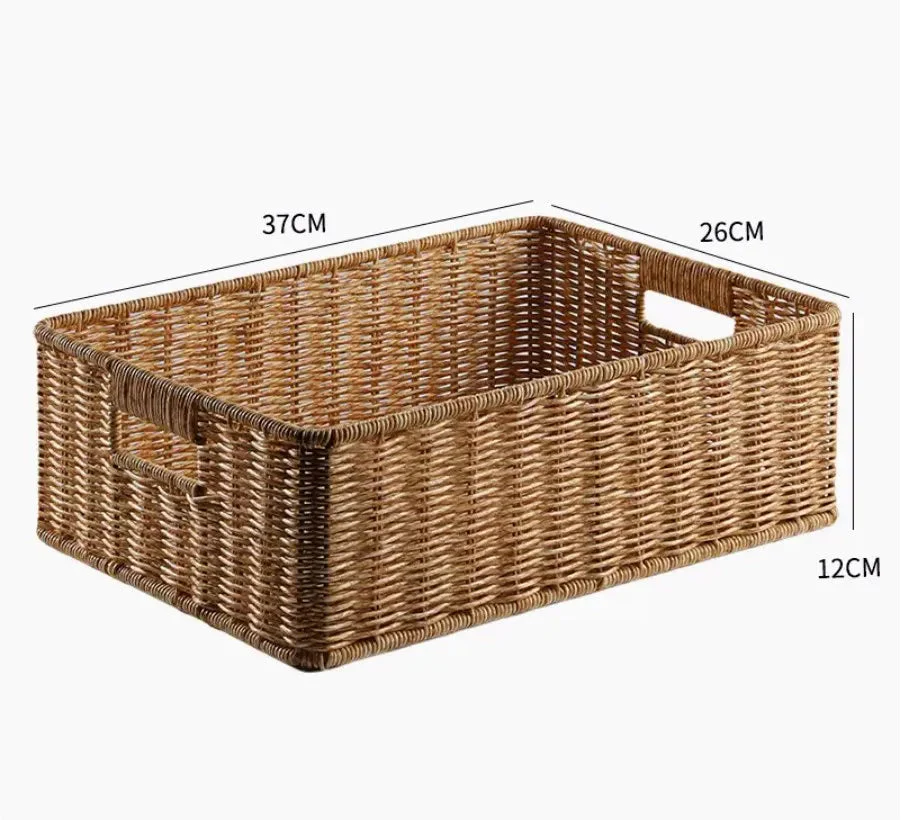 plateau de service en rotin panier tressé avec poignées pour rangement - Image 8