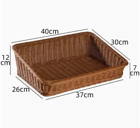 plateau de service en rotin panier tressé avec poignées pour rangement - Image 9