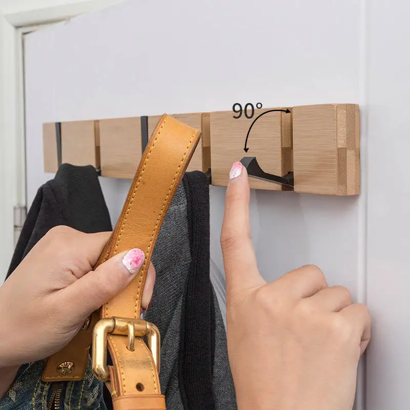 porte-clés mural en bambou avec crochets décoratifs pour organiser - Image 2