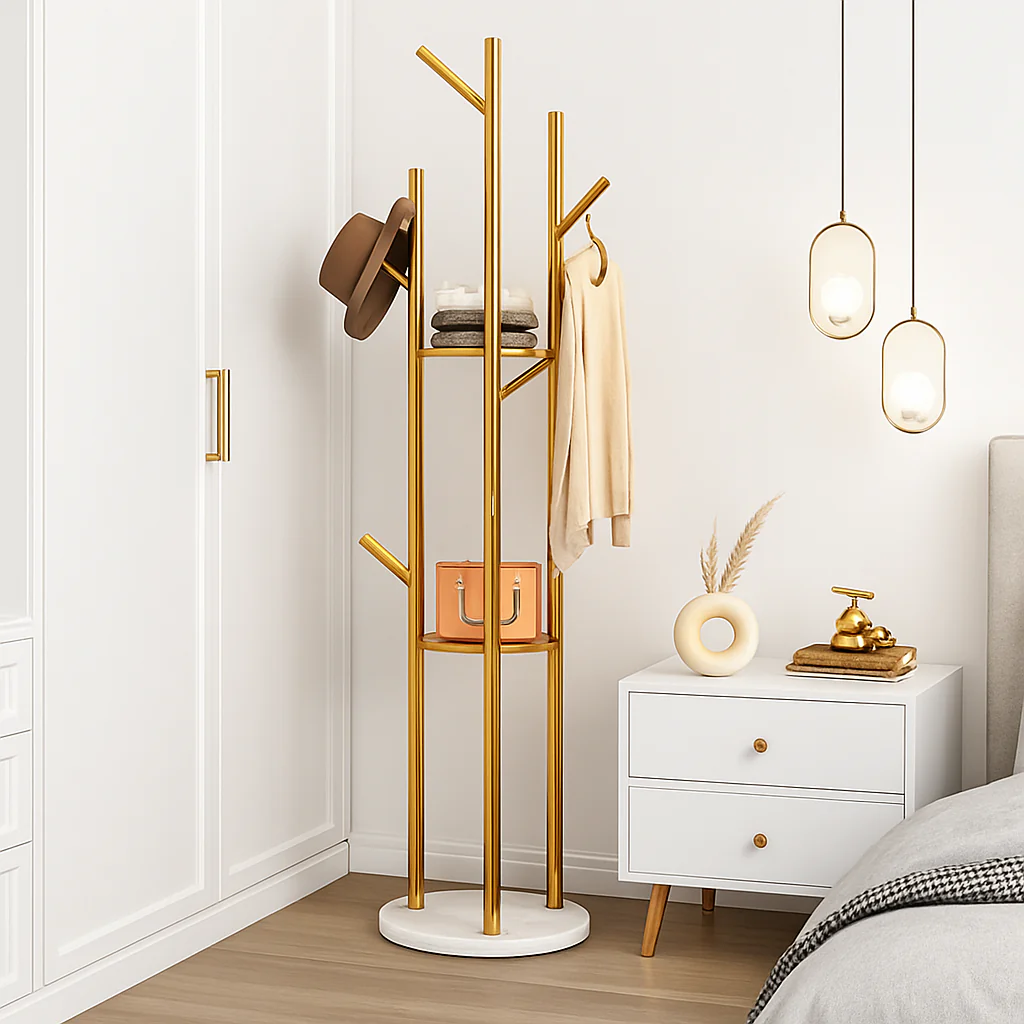 porte-manteau en marbre doré pour intérieur élégant et moderne - Image 2