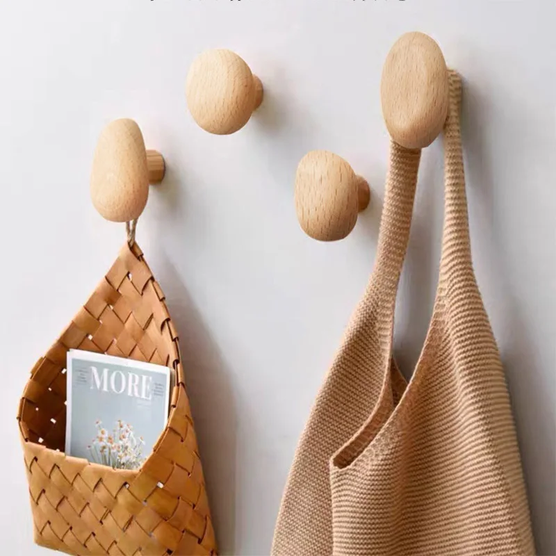 porte-manteau mural en bois naturel pour rangement décoratif - Image 2
