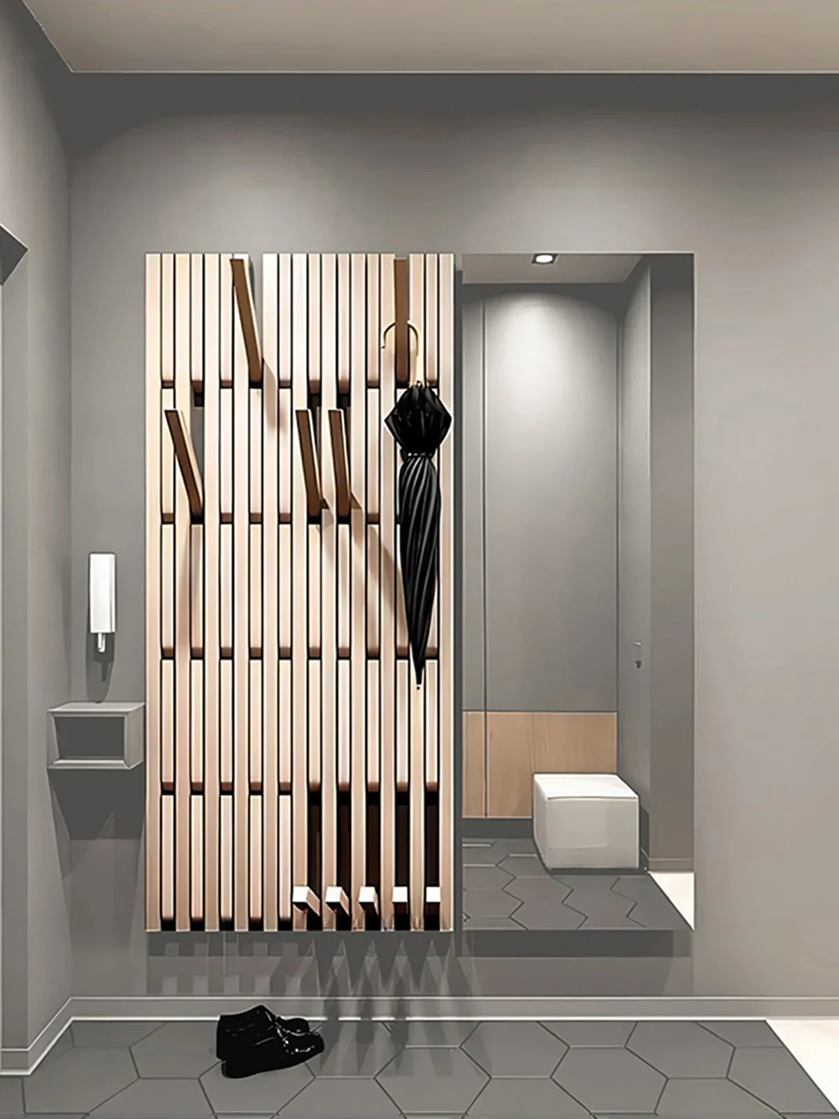 porte-manteau mural en bois pour vĂȘtements et clĂ©s - Image 4