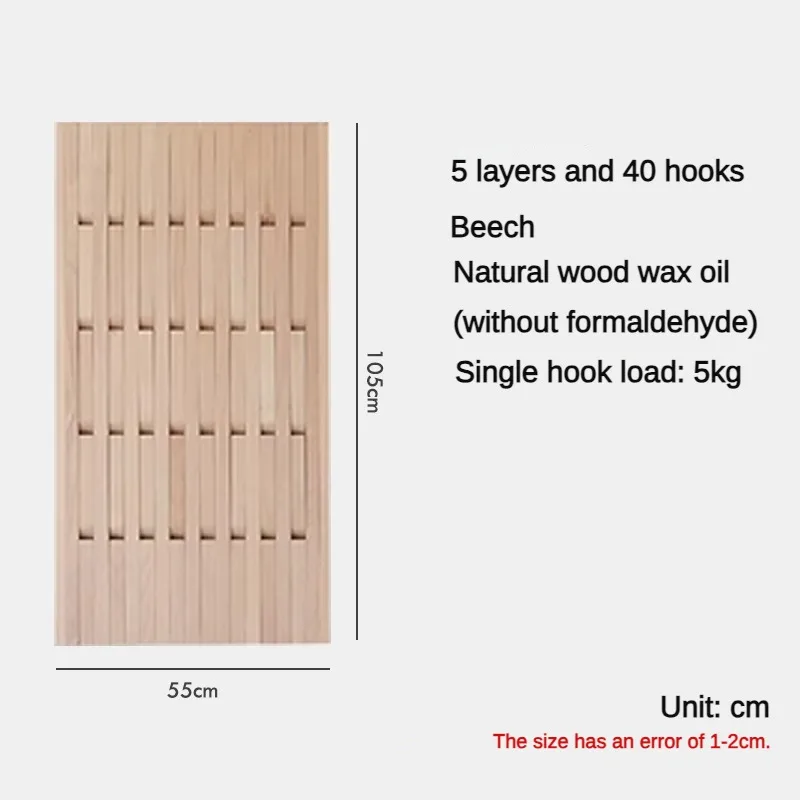 porte-manteau mural en bois pour vĂȘtements et clĂ©s - Image 7