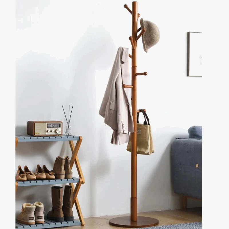 porte-manteau vertical en bois massif design moderne pour vĂȘtements