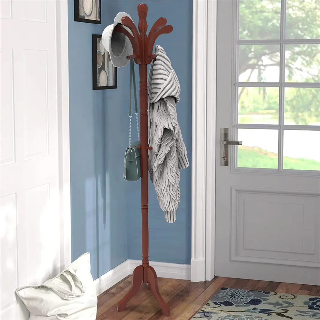 porte-manteaux en bois massif trĂ©pied pour sac vĂȘtements et accessoires