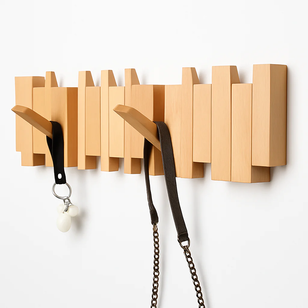 porte-manteaux mural en bois crochets décoratifs en forme de piano - Image 2
