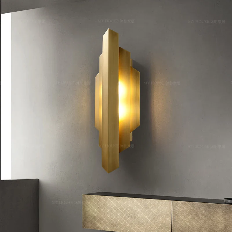 Postmoderne en laiton luxe salon fond cocina applique murale salon escalier couloir chambre chevet lampes décoratives - Image 2