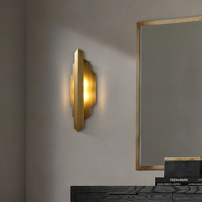 Postmoderne en laiton luxe salon fond cocina applique murale salon escalier couloir chambre chevet lampes décoratives - Image 5
