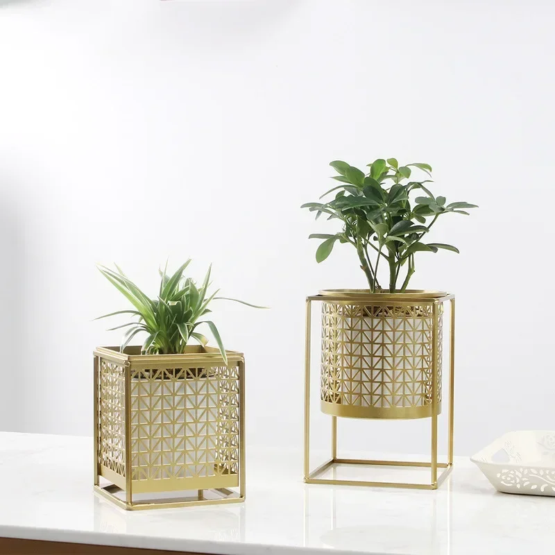 pot de fleurs doré léger et nordique créatif et tendance - Image 2